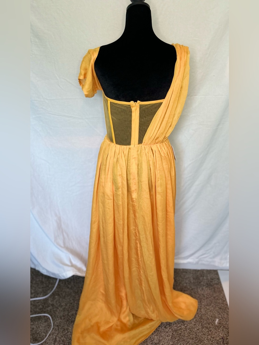 Miss Circle Back In Style Silk Corset High Slit Maxi Dress Marigold NWT - Picture 4 of 12